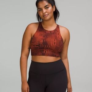 Lululemon Energy Bra, High Neck, Long Line,Sz. 8, Ombre Red Multi print, NWT